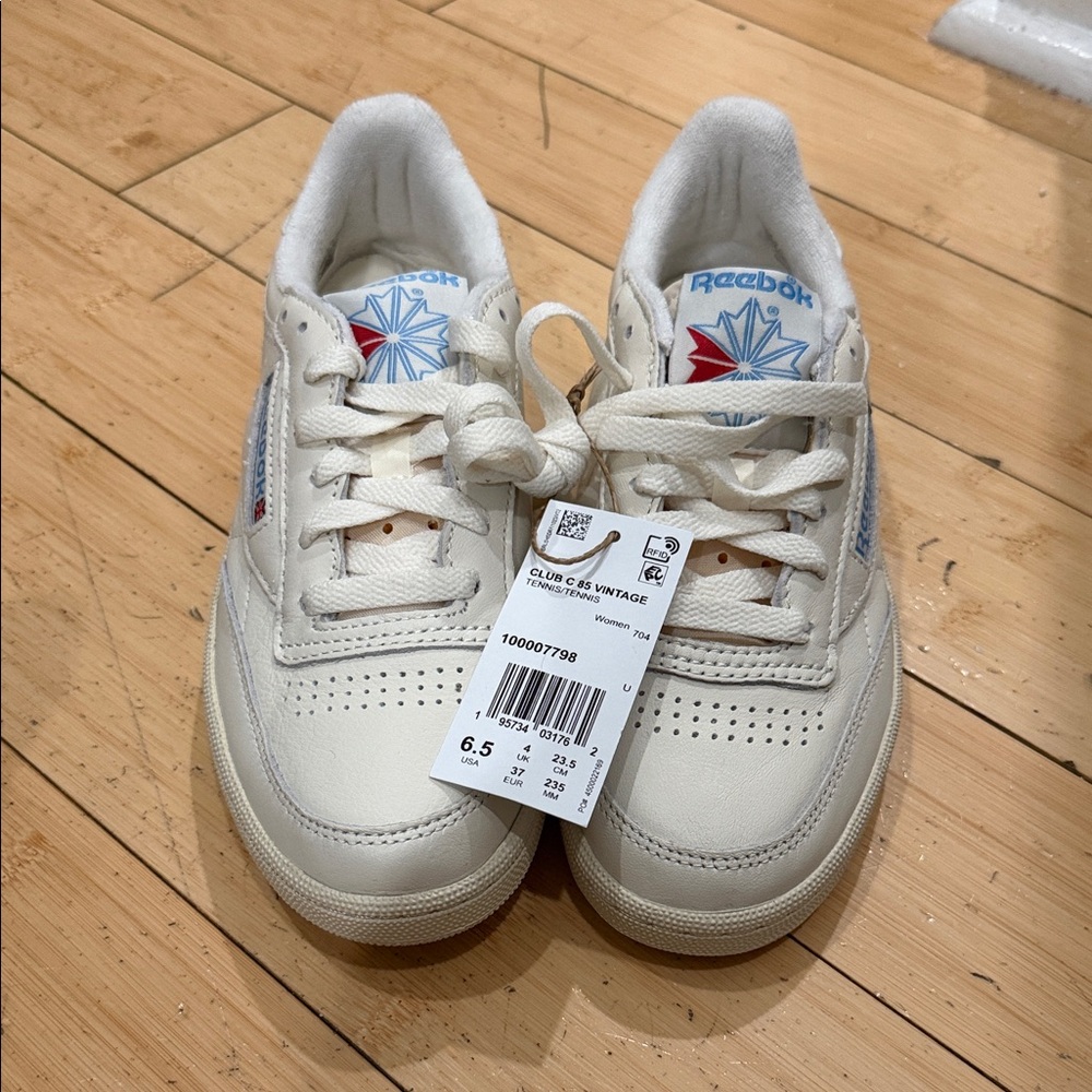 Reebok Cream and Blue Sneakers
